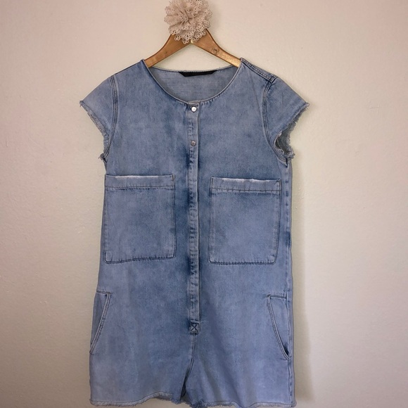 Zara Pants - Zara Denim Jean Romper Snap Up
